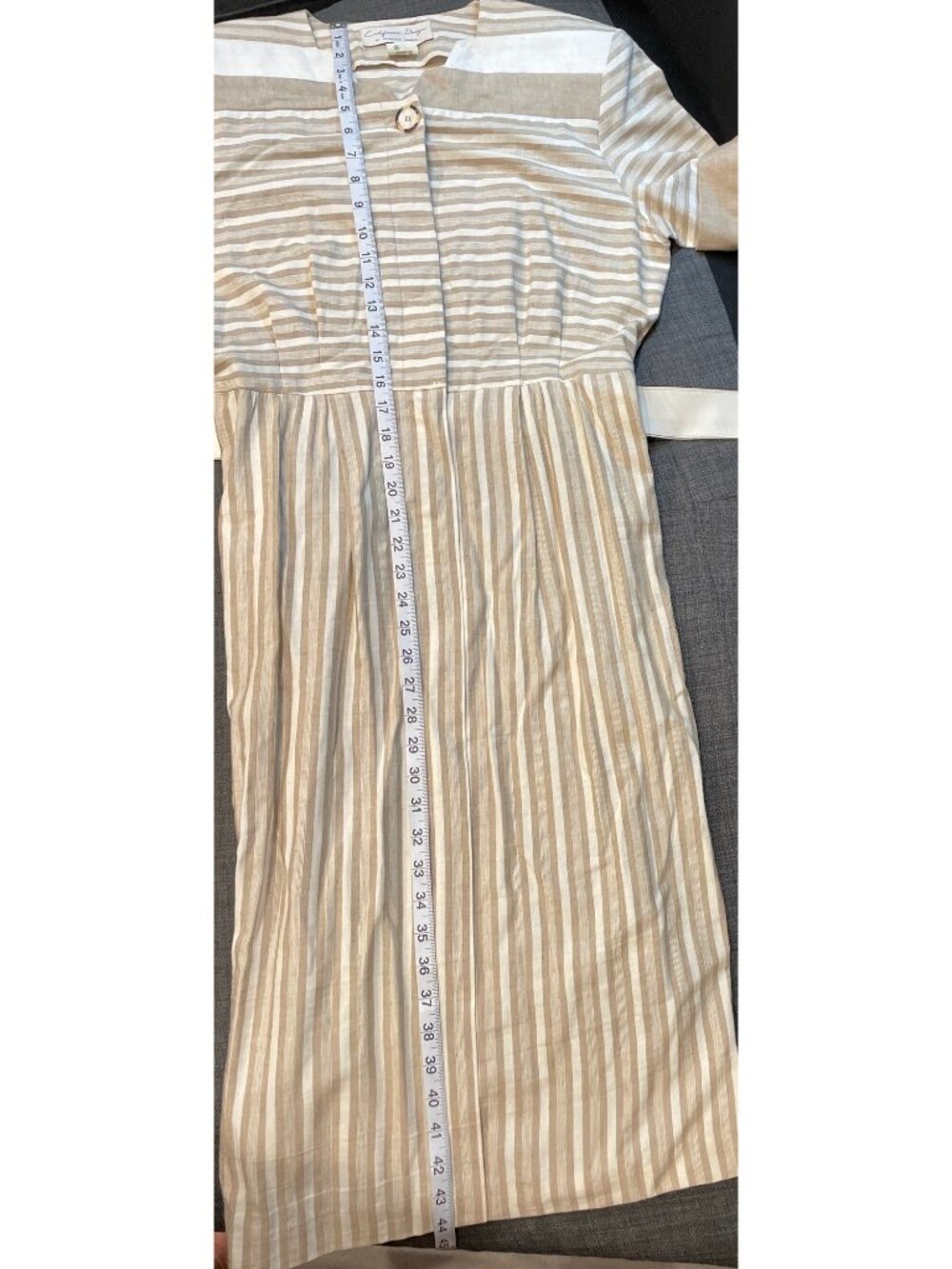 Vintage Brown White Belted Dress Sz 10 California Design Retro Office Preppy - Picture 6 of 7